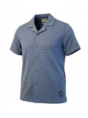Scotch & Soda Men’s Knit Camp Shirt Size M Infinity Blue NWT $98